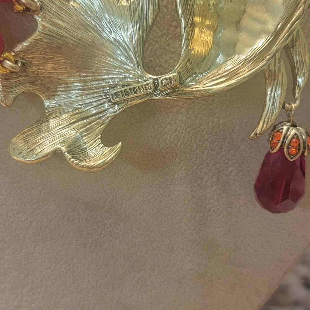 Heidi Daus Lucky Koi Fish inlaid Red Shiny Rhinestone‎ Enamel Necklace - Picture 8 of 10